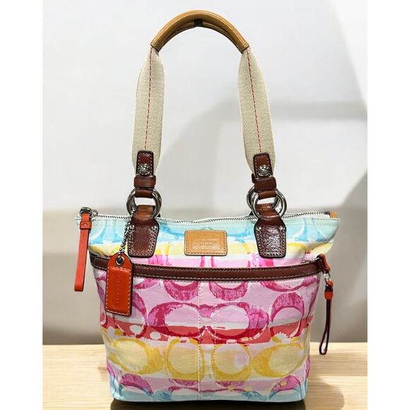 Y2K Coach 11755 Hamptons Weekend Signature Watercolor Small Tote & Wristlet - Picture 2 of 16